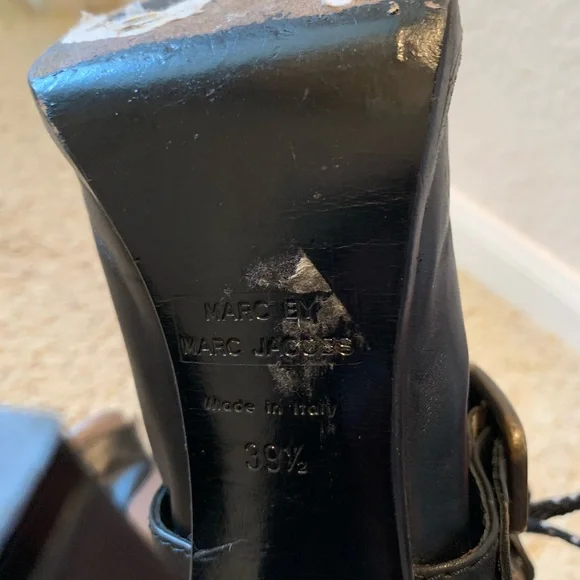 Marc by Marc Jacobs high heel lace up high top leather SOCCER booties, 39 1/2 - Picture 6 of 8